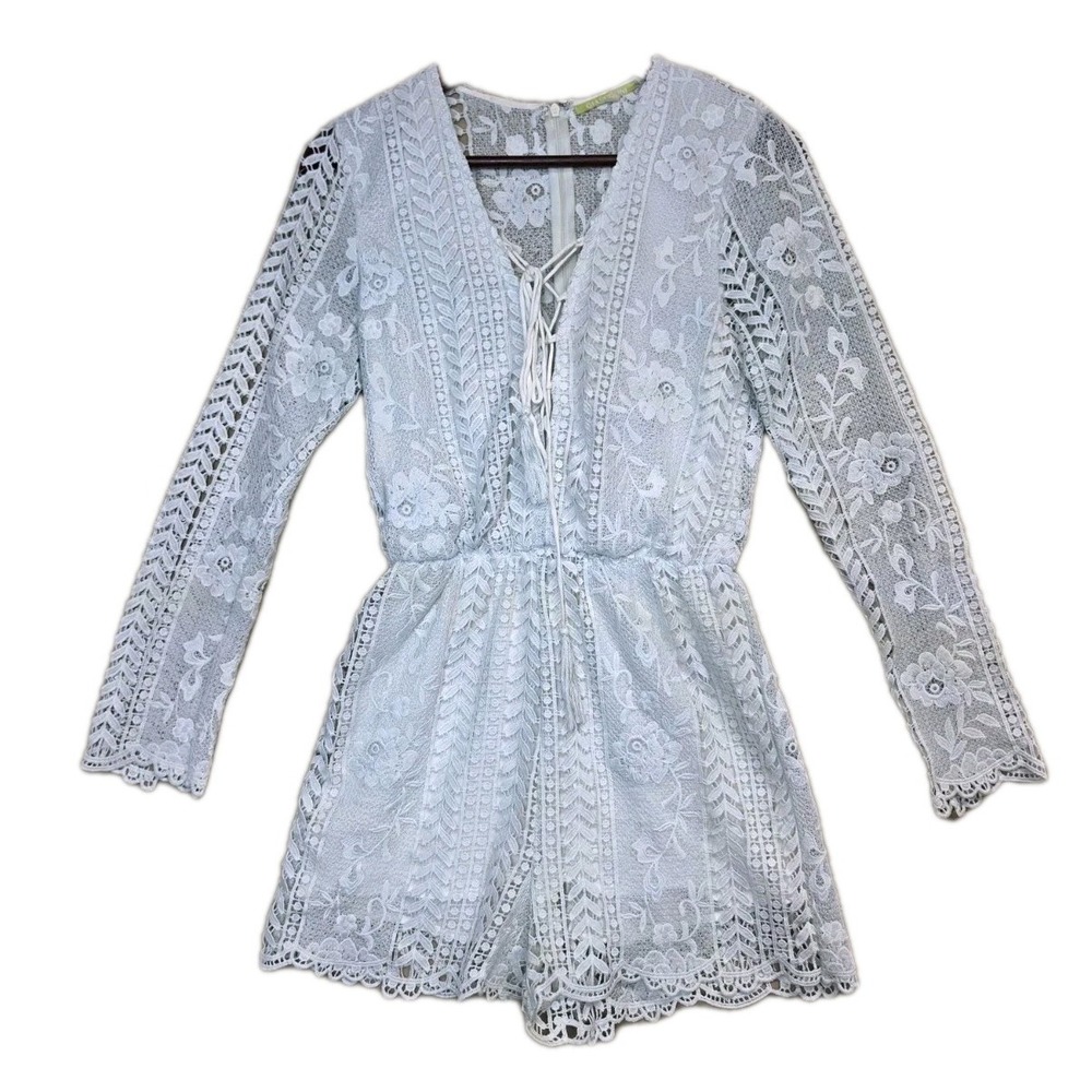 Gianni Bini Romper Cream Crochet Lace XS Boho Cottage Beach Festival Fairy 3084